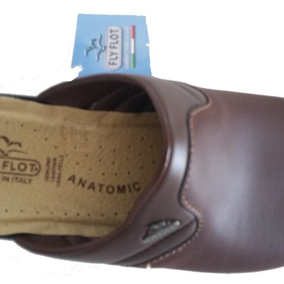 New Men's FlyFlot ROGER brown leather clogs - Picture 2 of 7